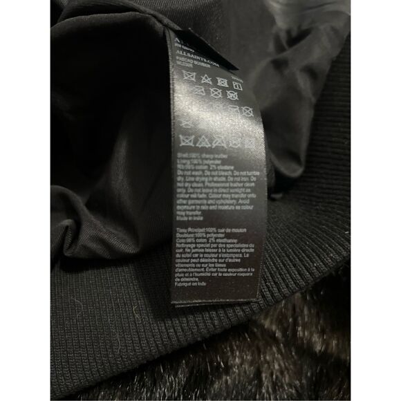 Allsaints Orten Leather Bomber Jacket Moto Cropped Lamb Leather 0 - Picture 6 of 12